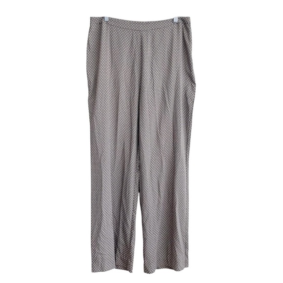 Pure Collection Silk Wide Leg dress Pants Size 10 geometric tan patterned boho - Picture 1 of 15